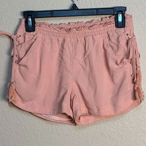 JOLT Rose pink shorts with side lace up